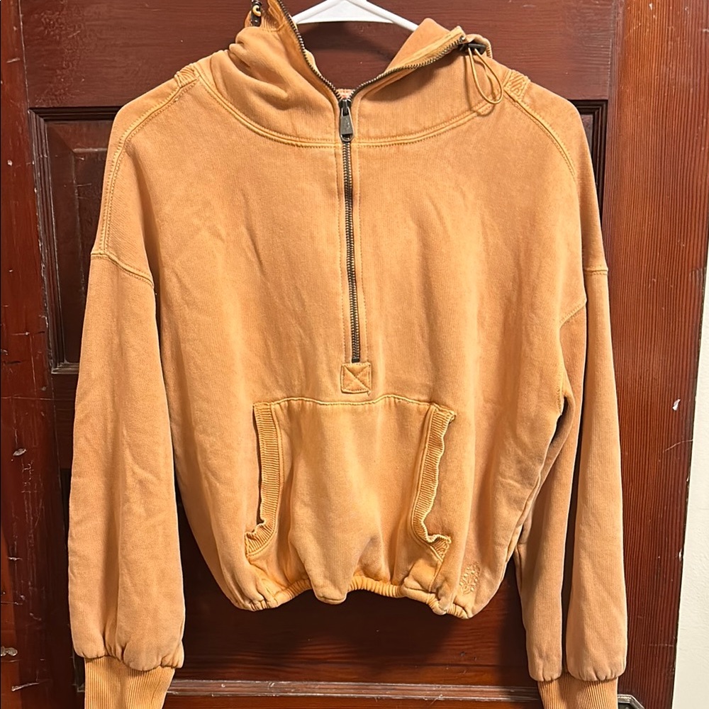 Casual Orange Half-Zip Women's Sweatshirt